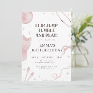 Invitation d'anniversaire de gymnastique rose fill