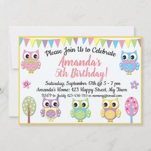 Invitation d'anniversaire de hibou