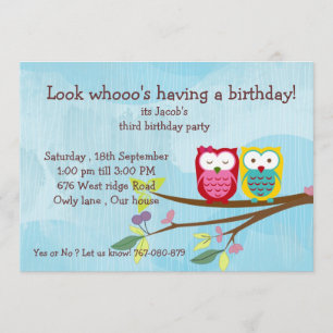 Invitation d'anniversaire de hibou