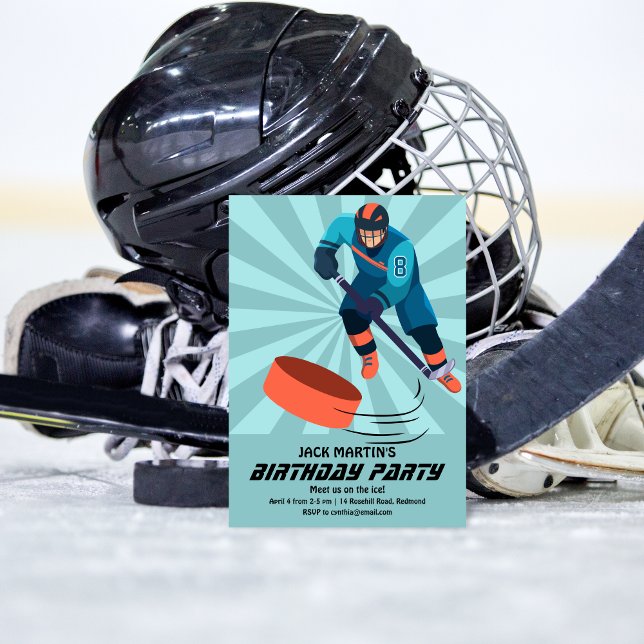 Invitation d'anniversaire de hockey (Créateur téléchargé)