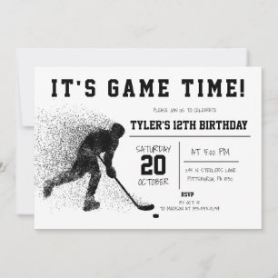Invitation d'anniversaire de hockey noir