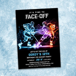 Invitation d'anniversaire de hockey sur glace