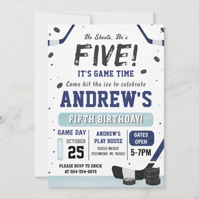 Invitation d'anniversaire de hockey sur glace pers (Devant)