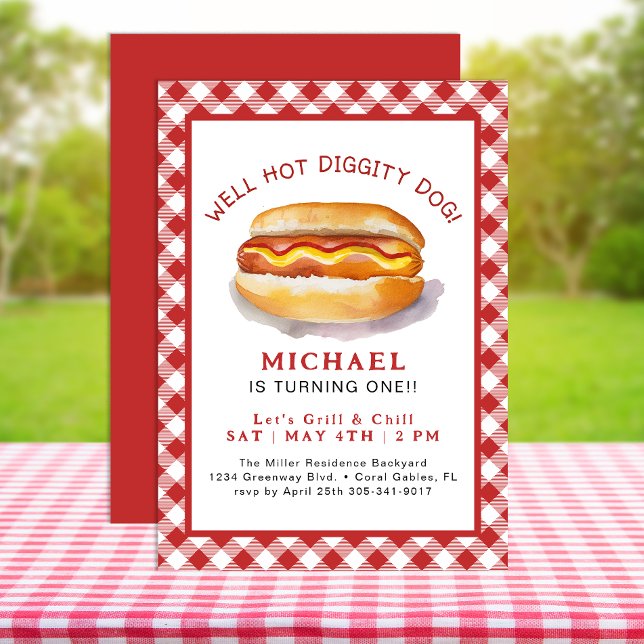 Invitation d'anniversaire de Hot Dog | Fête de cui (Hot Diggity Dog Invite)