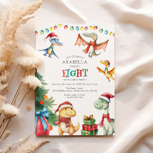 Invitation d'anniversaire de huit ans de dinosaure