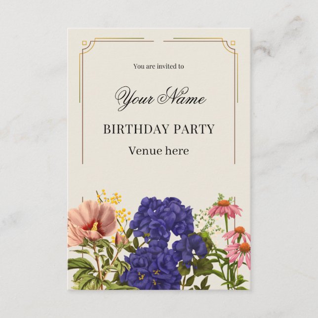 Invitation d'anniversaire de jardin botanique clas (Devant)