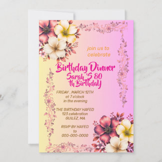 Invitation d'anniversaire de jardin de fleurs sauv