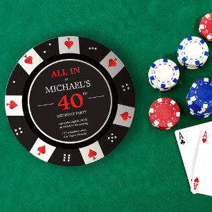 Invitation d'anniversaire de jeton de poker du Cas