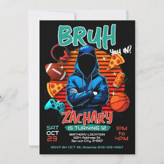 Invitation d'anniversaire de jeu Bruh
