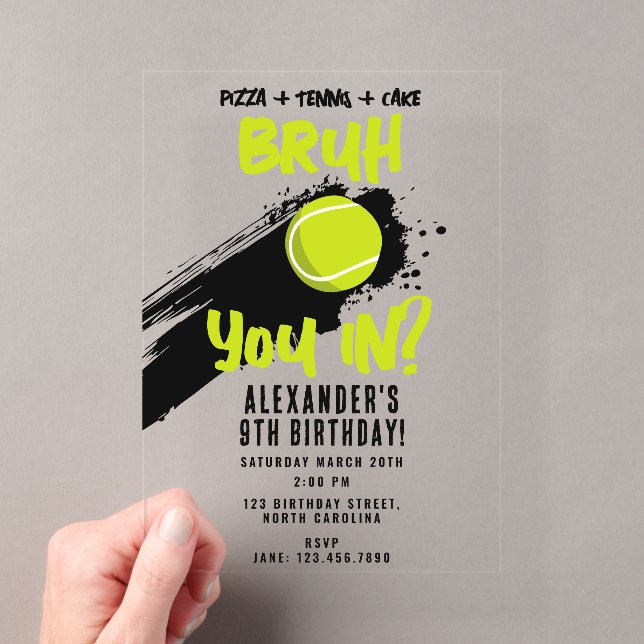 Invitation d'anniversaire de jeu de tennis sportif (In situ (ordinateur de poche))