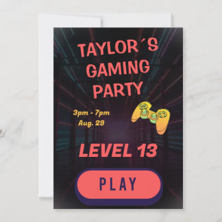 Invitation d'anniversaire de jeu Gamer Boy