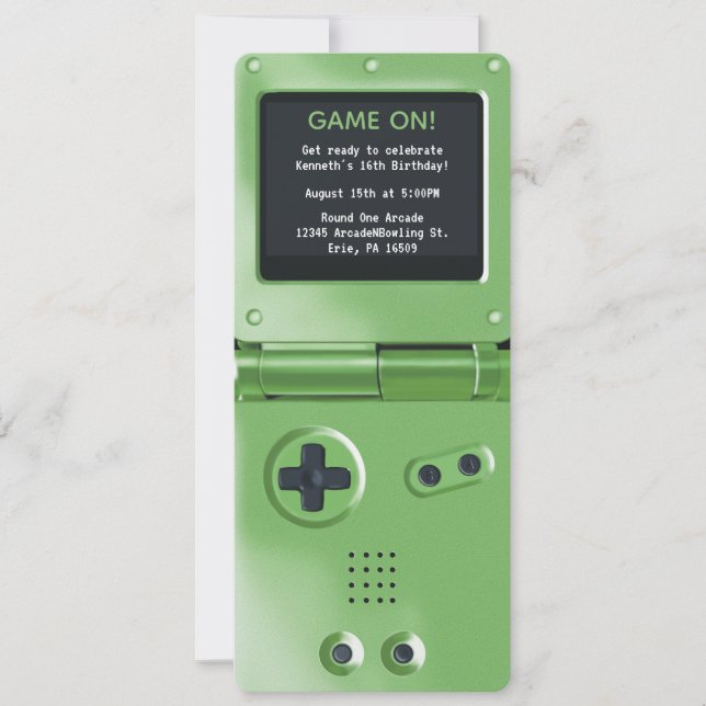 Invitation d'anniversaire de jeu portable Retro Gr (Devant)