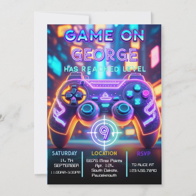 Invitation d'anniversaire de jeu vidéo (Devant)