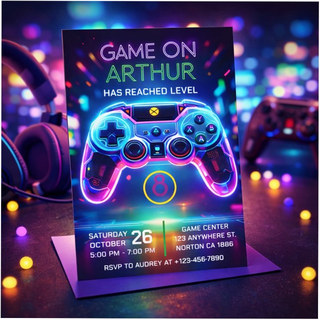 Invitation d'anniversaire de jeu vidéo (Créateur téléchargé)