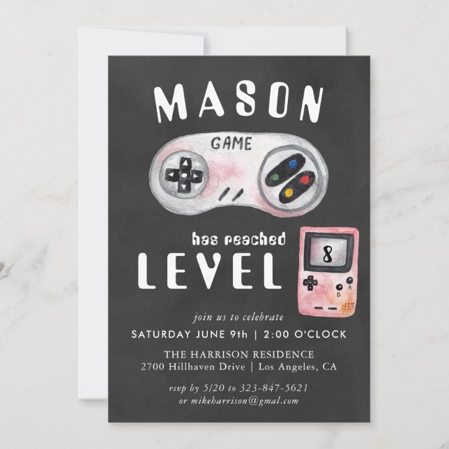 Invitation d'anniversaire de jeu vidéo (Devant)