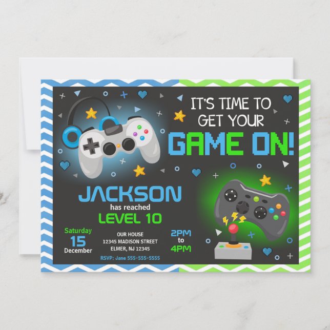 Invitation d'anniversaire de jeu vidéo | Fête de j (Devant)