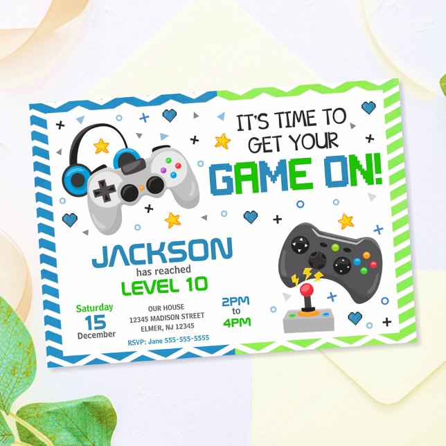 Invitation d'anniversaire de jeu vidéo | Fête de j (Créateur téléchargé)