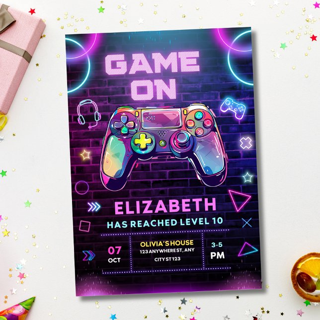 Invitation d'anniversaire de jeu vidéo, Fête de jo (Créateur téléchargé)