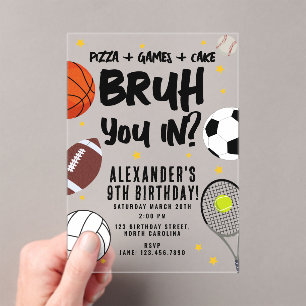 Invitation d'anniversaire de jeux sportifs athléti