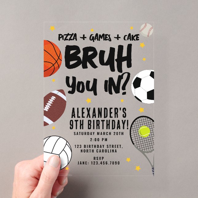 Invitation d'anniversaire de jeux sportifs athléti (In situ (ordinateur de poche))