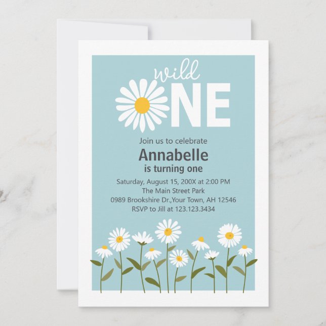 Invitation d'anniversaire de jolie marguerite sur  (Devant)