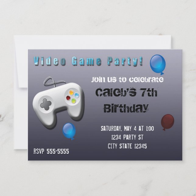 Invitation d'anniversaire de joueur de jeu vidéo (Devant)