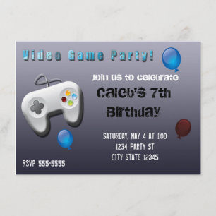 Invitation d'anniversaire de joueur de jeu vidéo