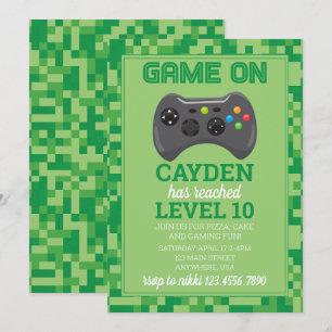 Invitation d'anniversaire de joueur de jeu vidéo n