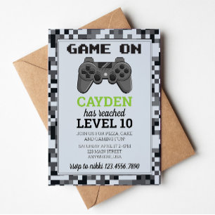 Invitation d'anniversaire de joueur de jeu vidéo n