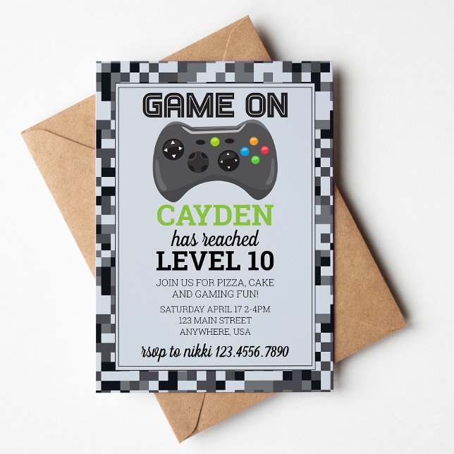 Invitation d'anniversaire de joueur de jeu vidéo n (Créateur téléchargé)