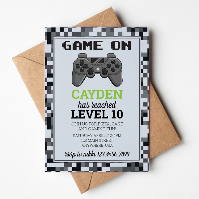 Invitation d'anniversaire de joueur de jeu vidéo n (Créateur téléchargé)