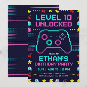 Invitation d'anniversaire de joueur Fête de jeu v