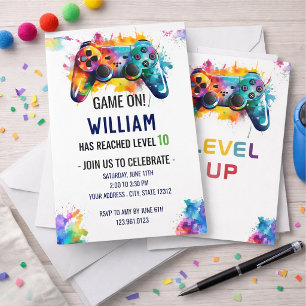 Invitation d'anniversaire de joueur - Jeu néon