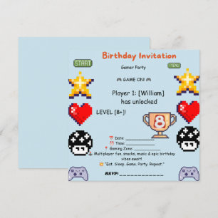 Invitation d'anniversaire de joueur – Jeu vidéo pi