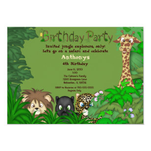 Fetes Occasions Speciales Animaux Safari Jungle Cheekey Theme Personnalise Fete D Anniversaire Invitations Cartes De Voeux Papeterie