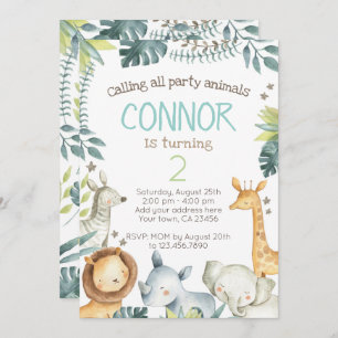 Invitation d'anniversaire de jungle de safari