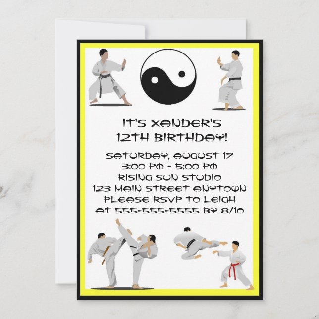 Invitation d'anniversaire de Karate (Devant)