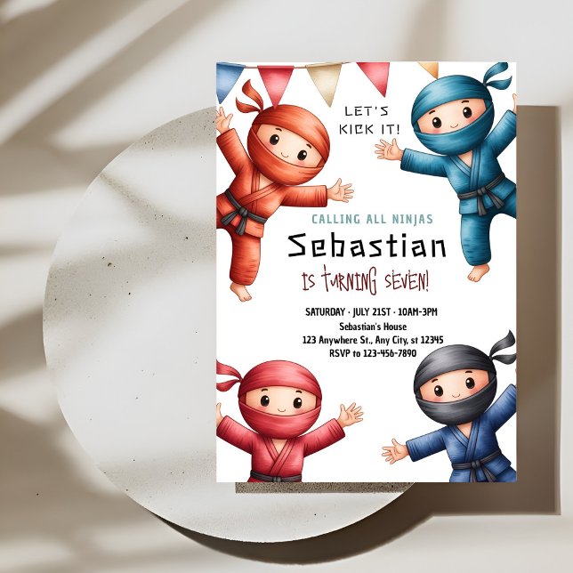 Invitation d'anniversaire de karaté pour ninjas (Créateur téléchargé)