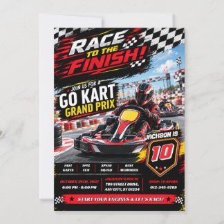 Invitation d'anniversaire de karting de course per