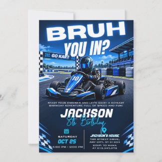 Invitation d'anniversaire de karting personnel Bru