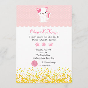 Invitation d'anniversaire de Kitten (Cute Kitty Ca