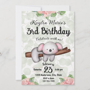 Invitation d'anniversaire de Koala