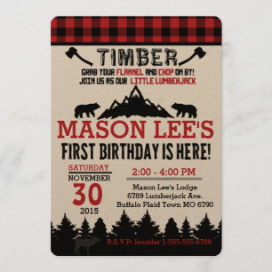 Invitation d'anniversaire de la bûcheron de bison