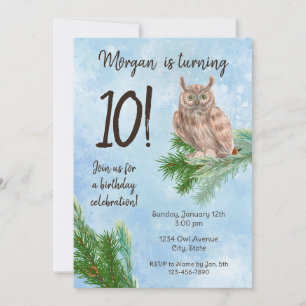 Invitation d'anniversaire de la Chouette d'hiver