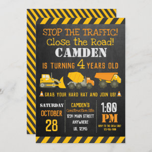 Invitations Faire Part Cartes Anniversaire Camion Construction Zazzle Fr