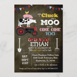 Invitation d'anniversaire de la cour de ferme pour