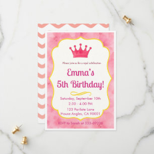 Invitation d'anniversaire de la Couronne rose   za