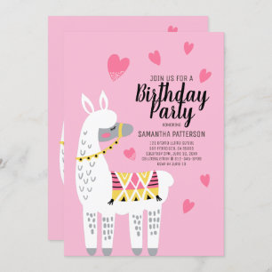 Invitation d'anniversaire de la Cute Llama moderne