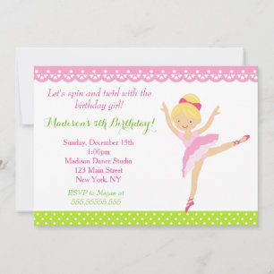 Invitation d'anniversaire de la danseuse Ballerina