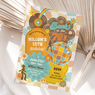 Invitation d'anniversaire de la Disco les années 7